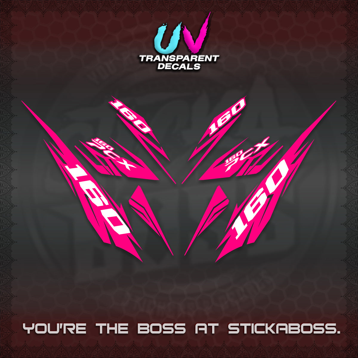 PCX 150 160 INDO UV TRANSPARENT DECALS (2026 NEW 08 DESIGN) STICKER DECALS By STICKABOSS