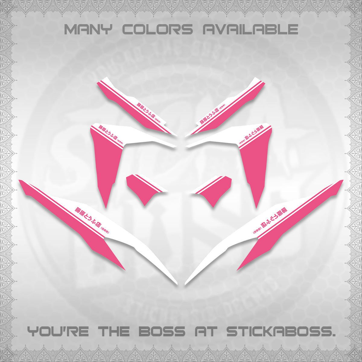 CLICK V2 FOR WHITE DECALS (TRUENO STYLE DESIGN) STICKER KITS BY STICKABOSS