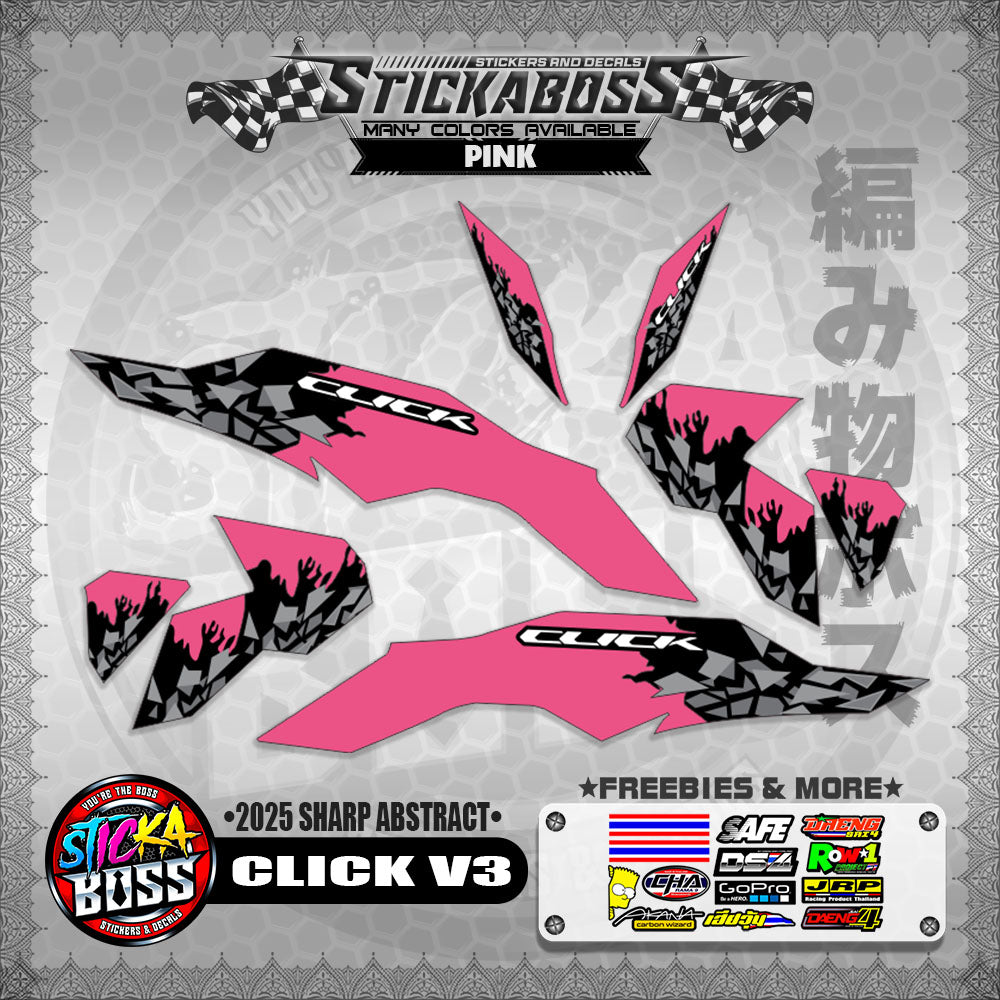 CLICK V3 INDO STICKER DECALS ( 2025 SHARP ABSTRACT  )【WITH FREEBIES】
