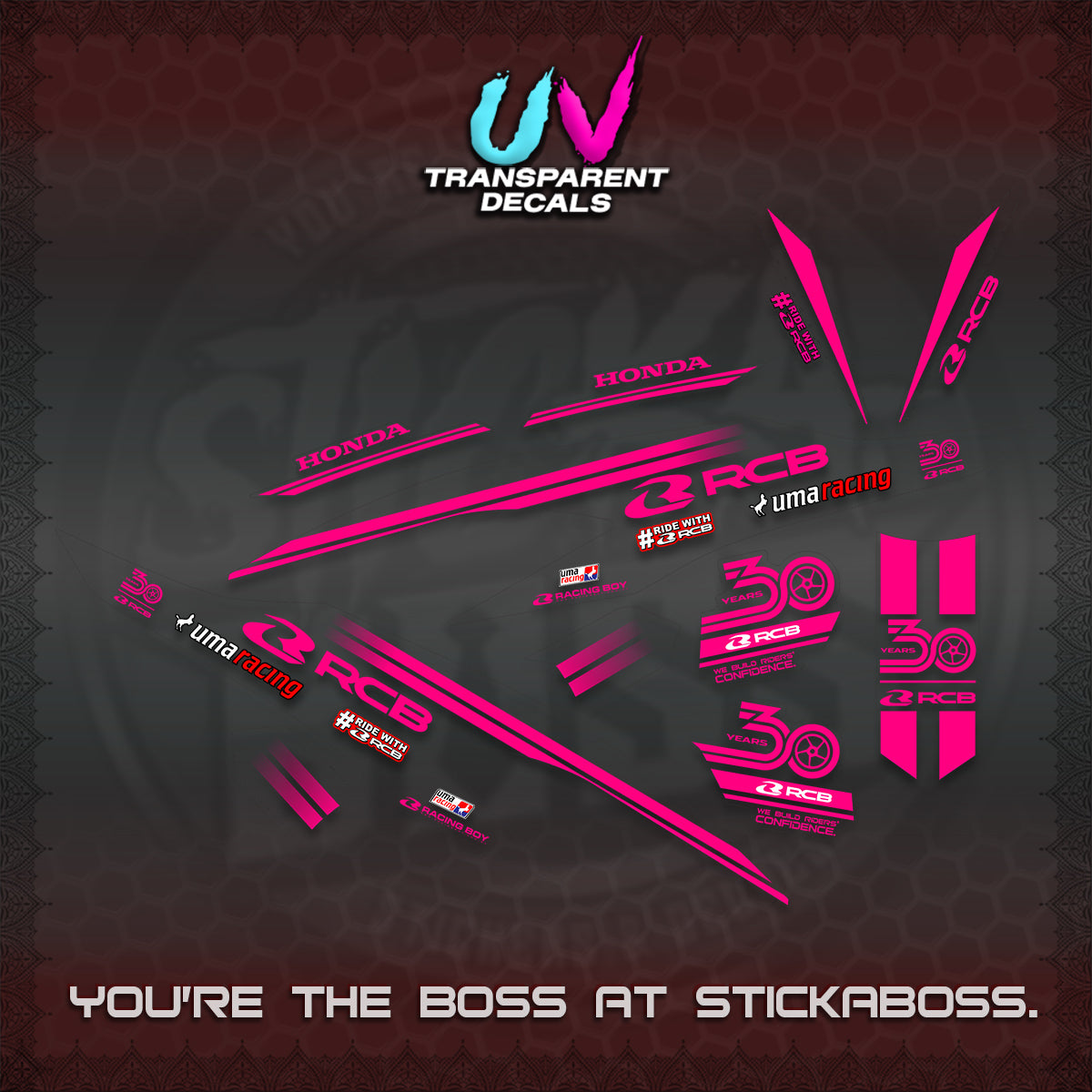 CLICK 125 V2 UV TRANSPARENT DECALS (2026 30TH ANNIVERSARY RACING DESIGN) STICKER DECALS By STICKABOSS