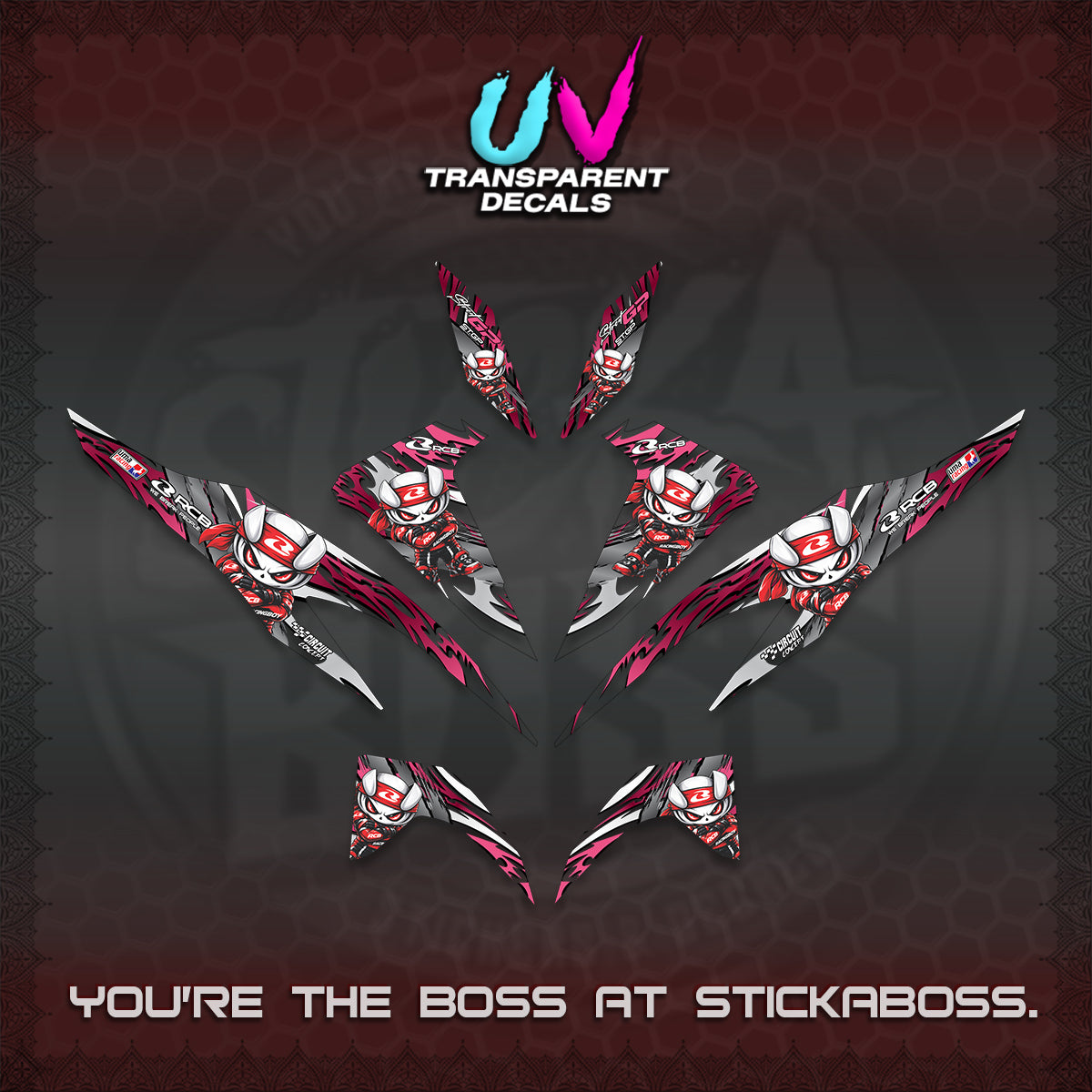 CLICK 125 V2 UV TRANSPARENT DECALS (2026 NEW RCB 2.0 DESIGN) STICKER KITS BY STICKABOSS