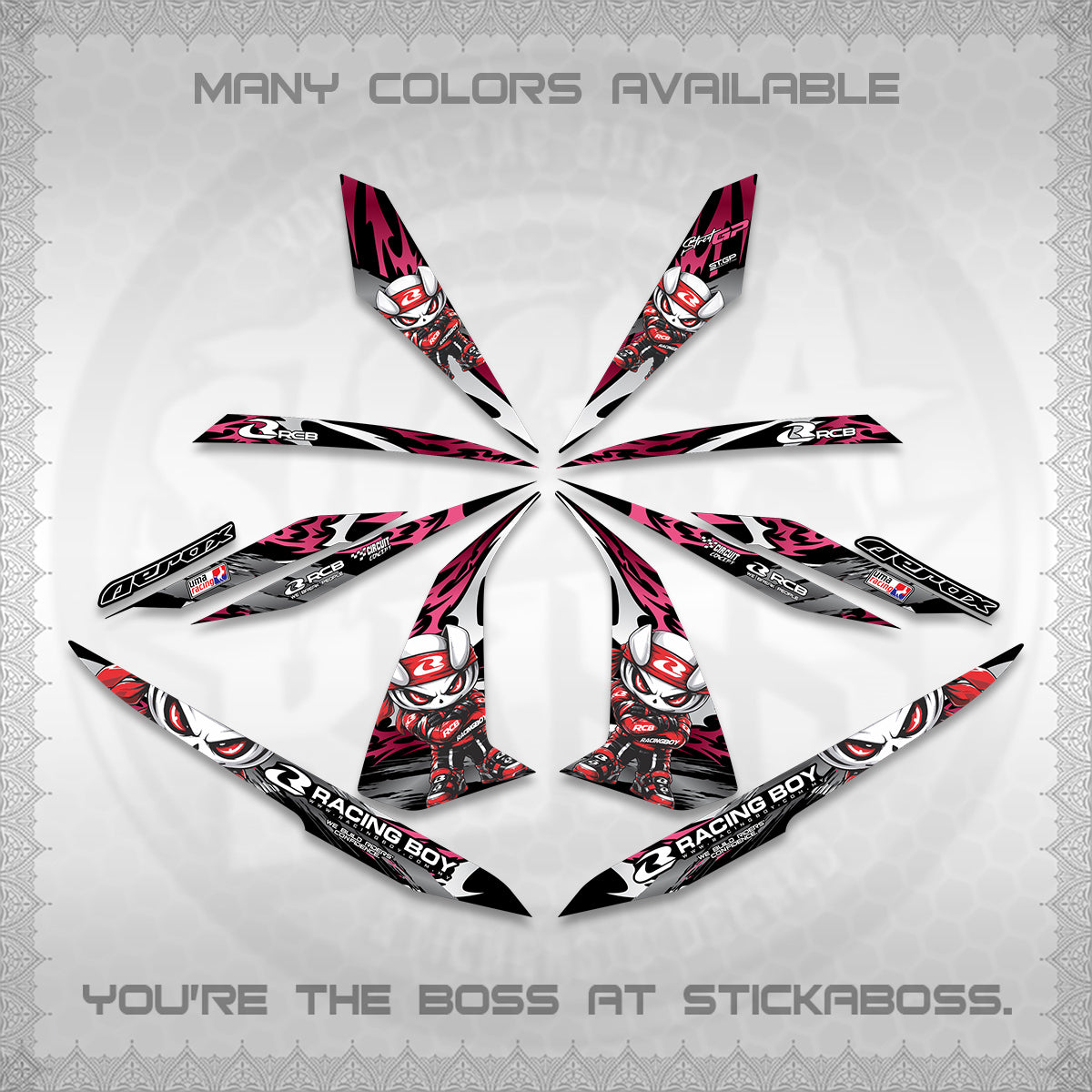 AEROX 155 V1 DECALS (2026 NEW RCB 2.0 DESIGN) STICKER KITS BY STICKABOSS