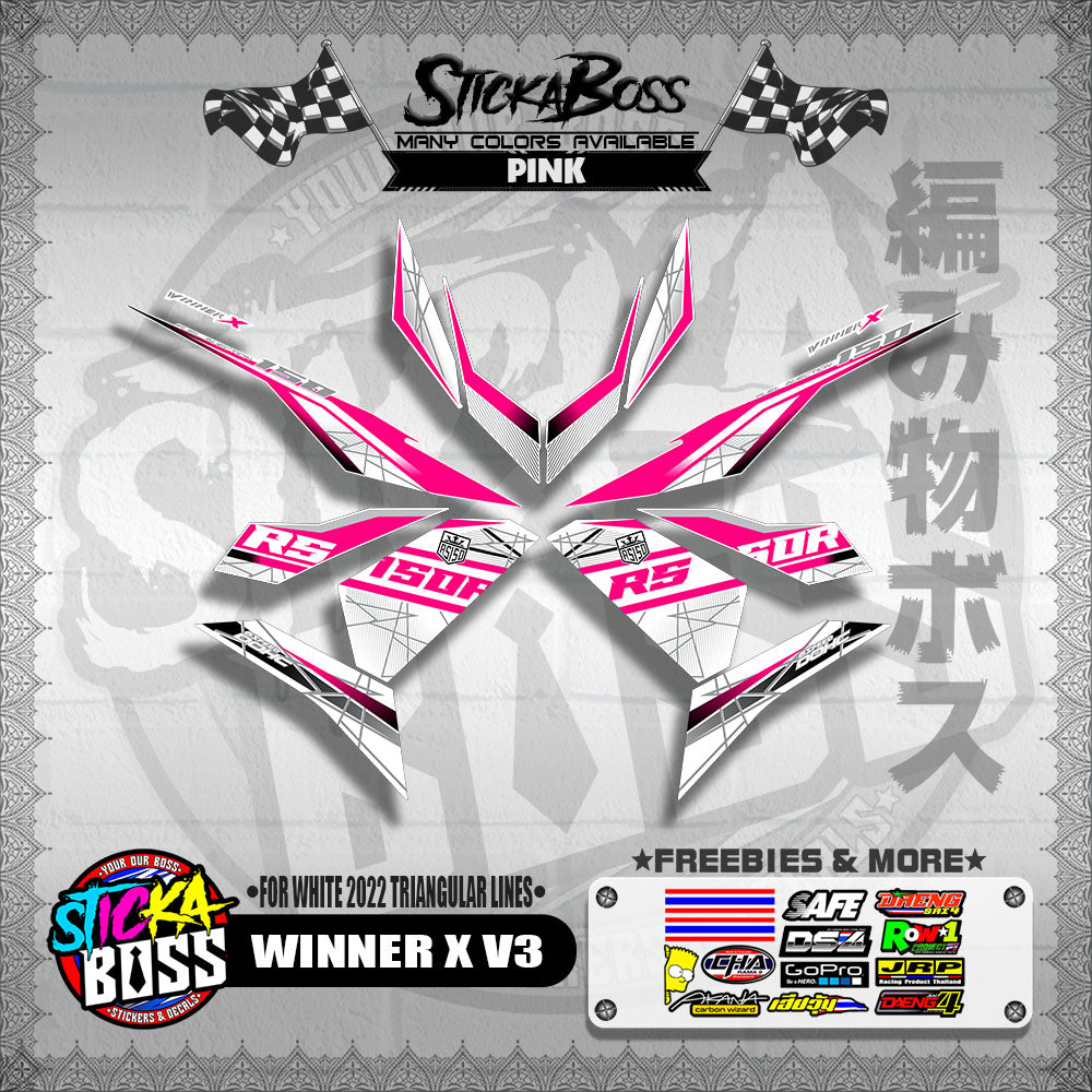 WINNER X V3 DECALS ( FOR WHITE 2022 TRIANGULAR LINES )【WITH FREEBIES】