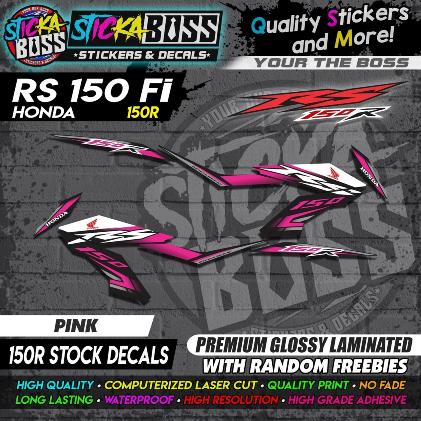 RS 150 FI Decals (R150 Stock Decals)【PREMIUM GLOSSY LAMINATED】