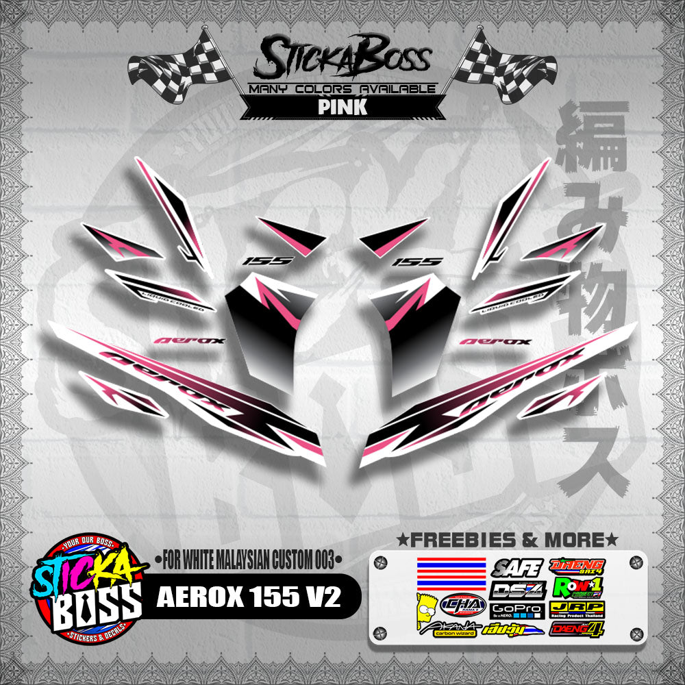 AEROX 155 V2 DECALS ( FOR WHITE MALAYSIAN CUSTOM 003 )【WITH FREEBIES】