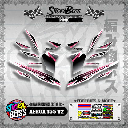 AEROX 155 V2 DECALS ( FOR WHITE MALAYSIAN CUSTOM 003 )【WITH FREEBIES】