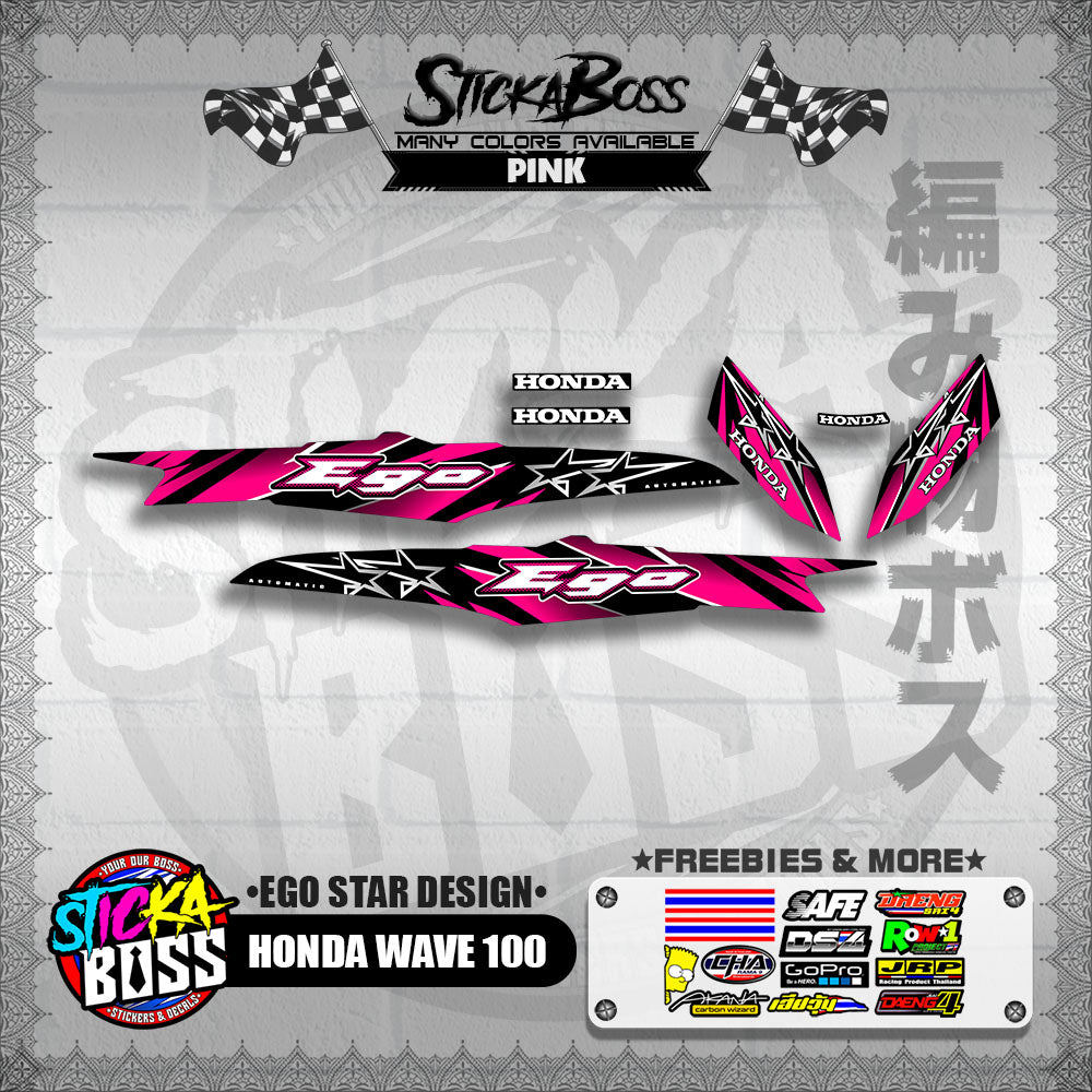 HONDA WAVE 100 DECALS ( EGO STAR DESIGN )【WITH FREEBIES】