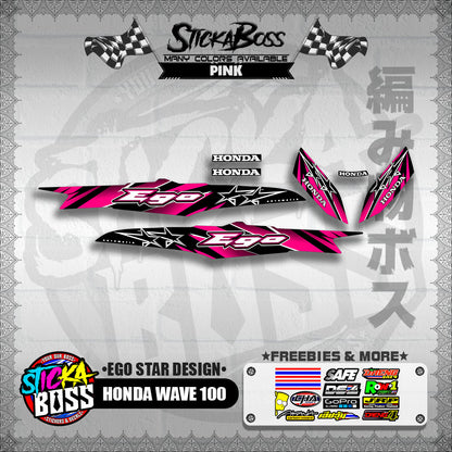 HONDA WAVE 100 DECALS ( EGO STAR DESIGN )【WITH FREEBIES】