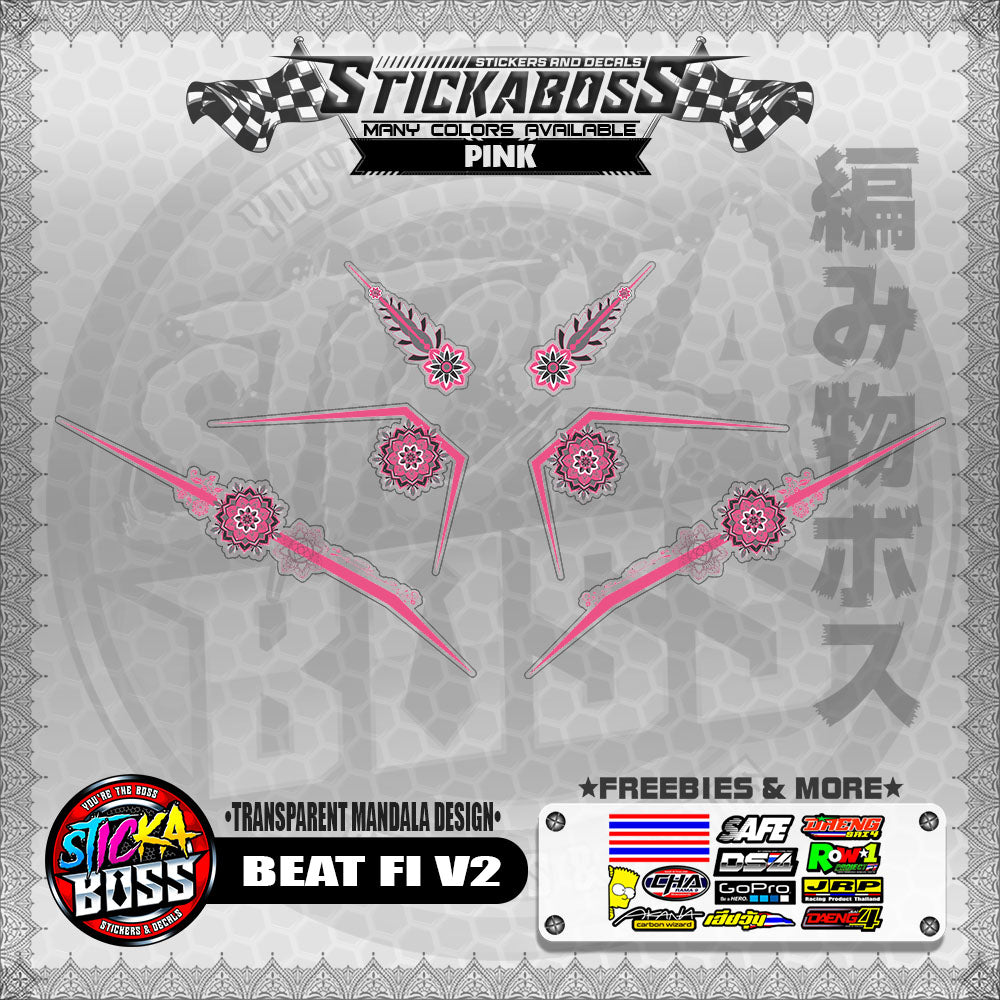 【PREMIUM UV PRINT】TRANSPARENT BEAT FI V2 STICKER DECALS ( MANDALA DESIGN )【WITH FREEBIES】