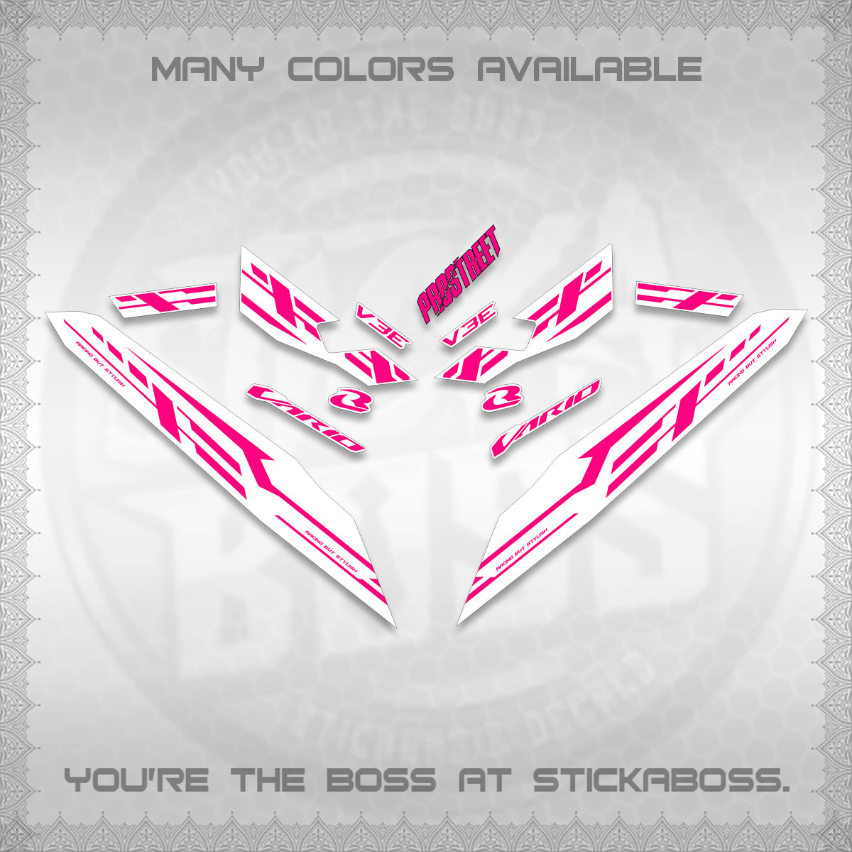 CLICK V3 FOR WHITE VARIO DECALS (2026 V3E 001 DESIGN)STICKER DECALS By STICKABOSS
