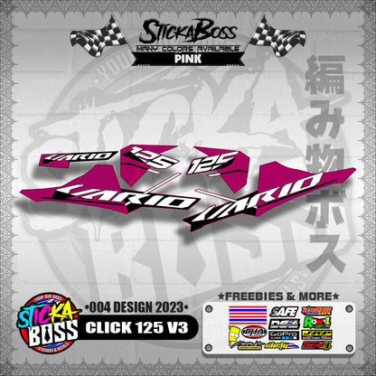 CLICK 125 V3 STOCK DECALS ( 004 DESIGN 2023 ) VARIO【WITH FREEBIES】