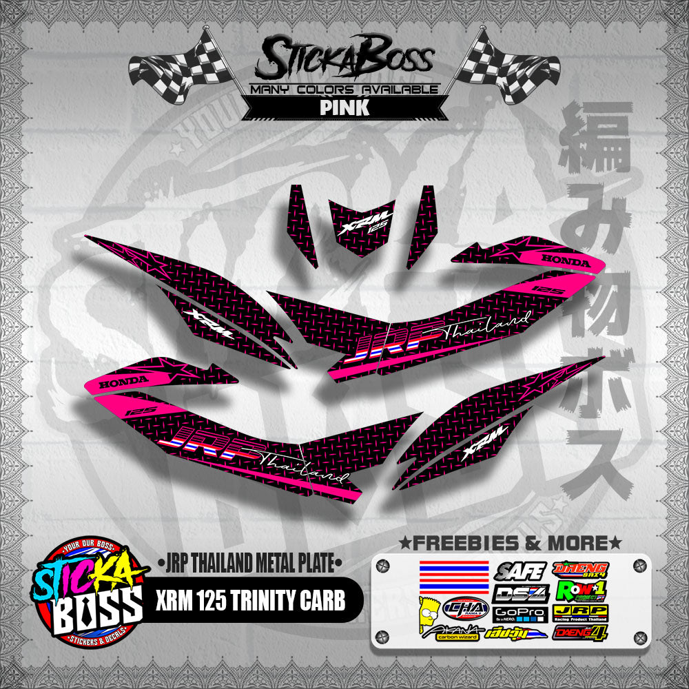 XRM 125 TRINITY CARB DECALS ( JRP THAILAND METAL PLATE )【WITH FREEBIES】