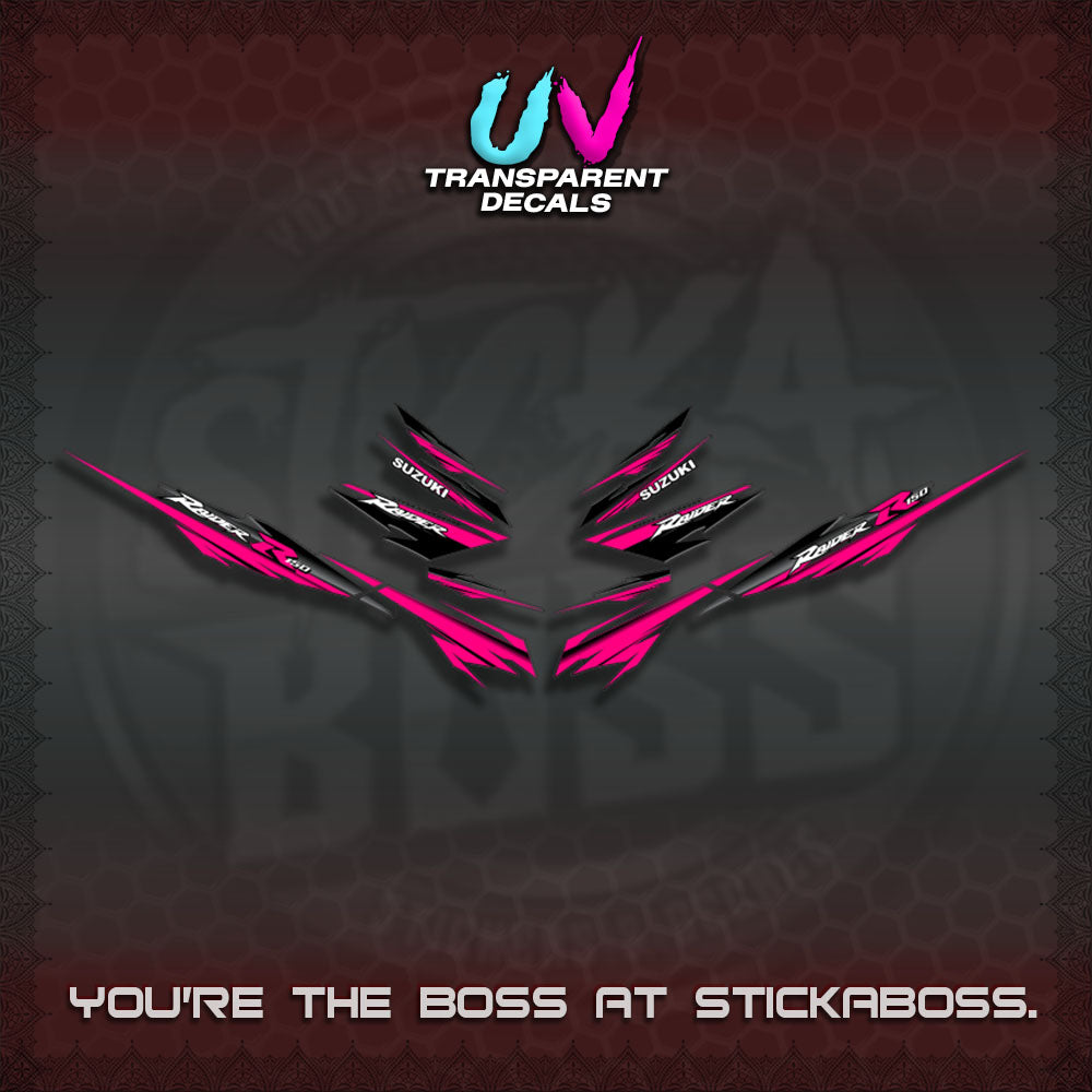 【PREMIUM UV PRINT】TRANSPARENT RAIDER 150 FI SATRIA  DECALS (MINIMALIST 0016 DESIGN)By STICKABOSS