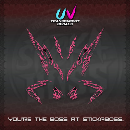 CLICK 125 V2 VARIO UV TRANSPARENT DECALS (2026 TRIBAL LIGHTNING DESIGN) STICKER KITS BY STICKABOSS