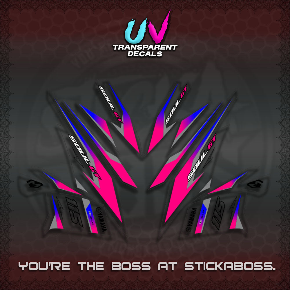 MIO SOUL I 115 GT INDO UV TRANSPARENT DECALS(0003 DESIGN)STICKER DECALS By STICKABOSS