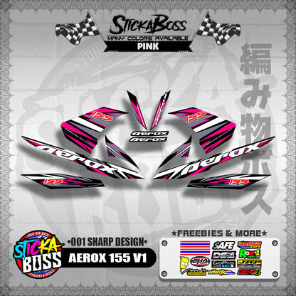 AEROX 155 V1 DECALS ( 001 SHARP DESIGN )【WITH FREEBIES】