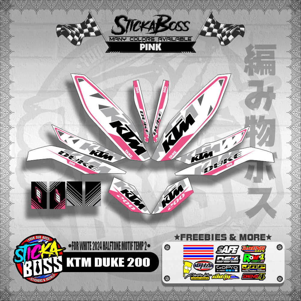 KTM DUKE 200 STICKER DECALS ( FOR WHITE 2024 HALFTONE MOTIF TEMP 2 )【WITH FREEBIES】