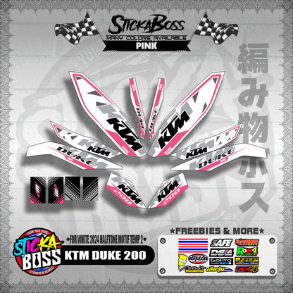 KTM DUKE 200 STICKER DECALS ( FOR WHITE 2024 HALFTONE MOTIF TEMP 2 )【WITH FREEBIES】