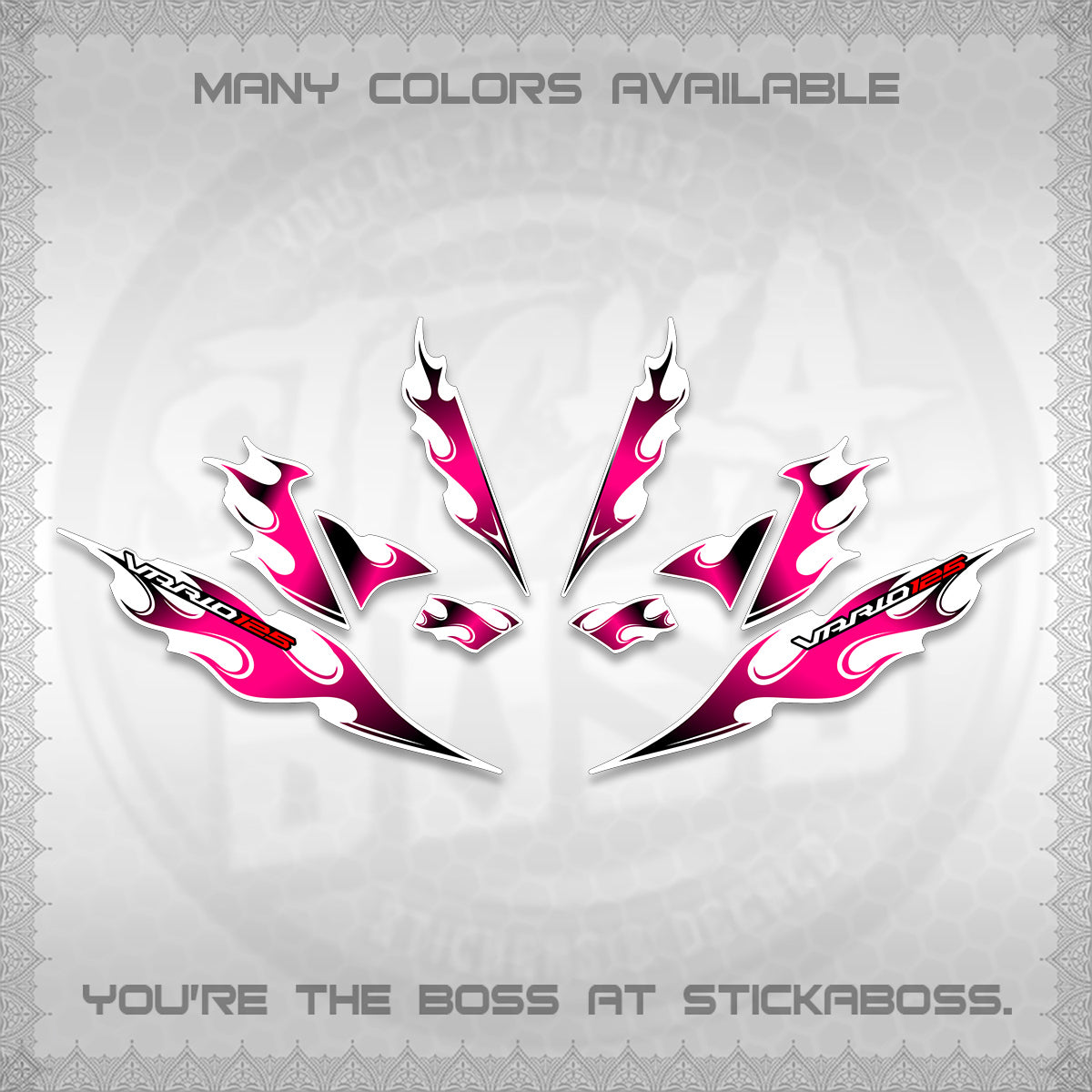 CLICK 125 V4 FOR WHITE VARIO DECALS (2026 MOTIF FLAME 1 TONE)STICKER DECALS By STICKABOSS
