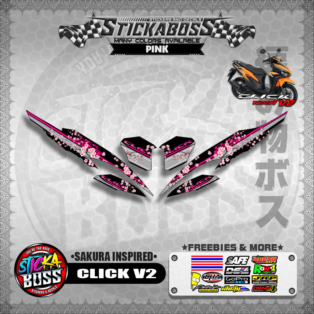 CLICK V2 STICKER DECALS ( SAKURA INSPIRED )【WITH FREEBIES】