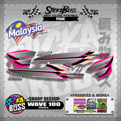 HONDA WAVE 100 MALAYSIAN DECALS ( SHARP DESIGN )【WITH FREEBIES】