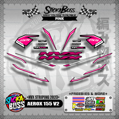 AEROX 155 V2 DECALS ( NVX STRIPING 2023 )【WITH FREEBIES】
