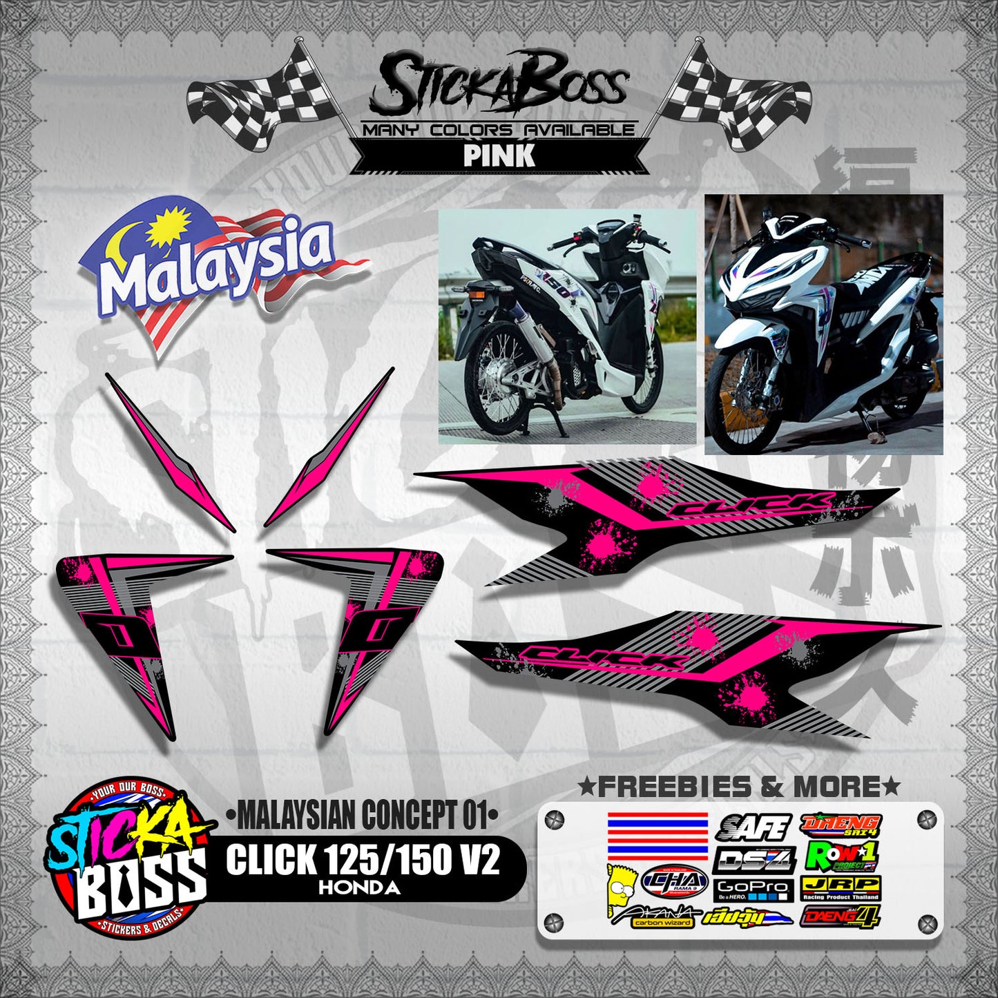 CLICK 125 / 150 V2 DECALS ( MALAYSIAN CONCEPT 01 )【WITH FREEBIES】