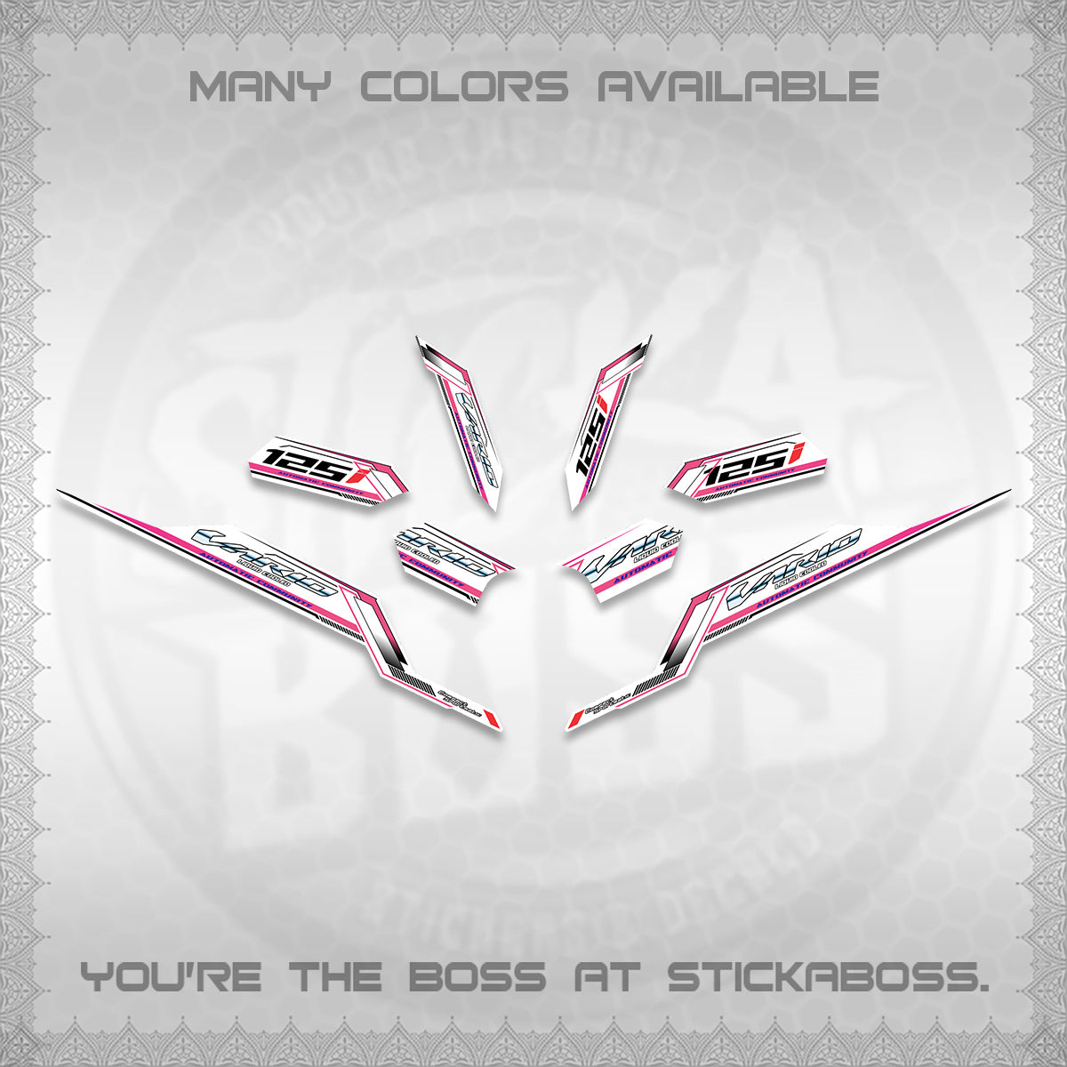 CLICK V3 VARIO STRIPING FOR WHITE DECALS (2026 SPORTS RACE DESIGN) STICKER KITS BY STICKABOSS