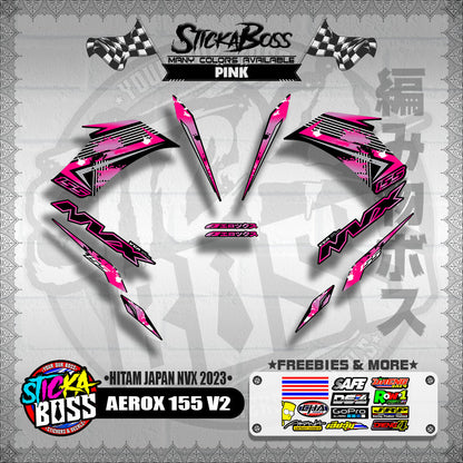 AEROX 155 V2 DECALS ( HITAM JAPAN NVX 2023 )【WITH FREEBIES】