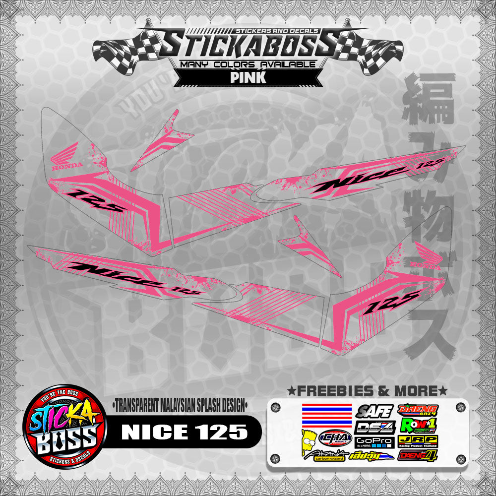 【PREMIUM UV PRINT】TRANSPARENT NICE 125 STICKER DECALS ( MALAYSIAN SPLASH DESIGN )【WITH FREEBIES】