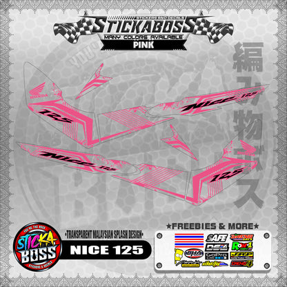 【PREMIUM UV PRINT】TRANSPARENT NICE 125 STICKER DECALS ( MALAYSIAN SPLASH DESIGN )【WITH FREEBIES】