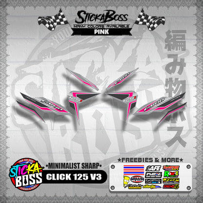 CLICK 125 V3 DECALS ( MINIMALIST SHARP )【WITH FREEBIES】