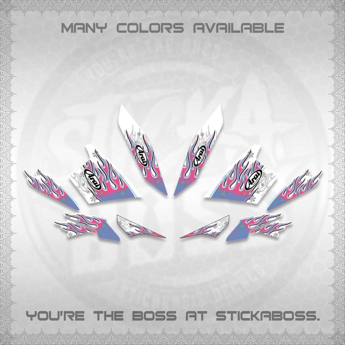 AEROX V3 ALPHA TURBO FOR WHITE DECALS (MOTIF ARAI API NEW TERBARU)STICKER DECALS By STICKABOSS