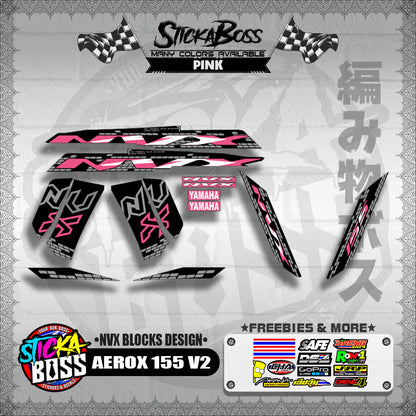 AEROX 155 V2 DECALS ( NVX BLOCKS DESIGN )【WITH FREEBIES】