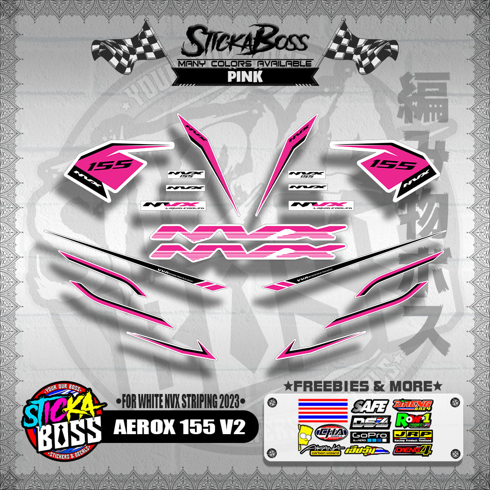 AEROX 155 V2 DECALS ( FOR WHITE NVX STRIPING 2023 )【WITH FREEBIES】