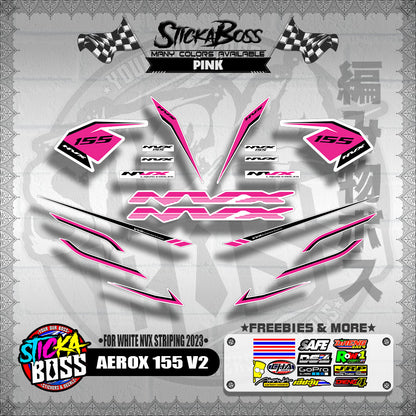 AEROX 155 V2 DECALS ( FOR WHITE NVX STRIPING 2023 )【WITH FREEBIES】