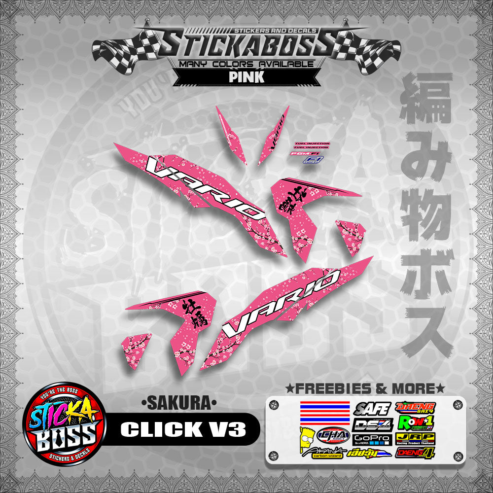 CLICK V3 STICKER DECALS (  SAKURA )【WITH FREEBIES】
