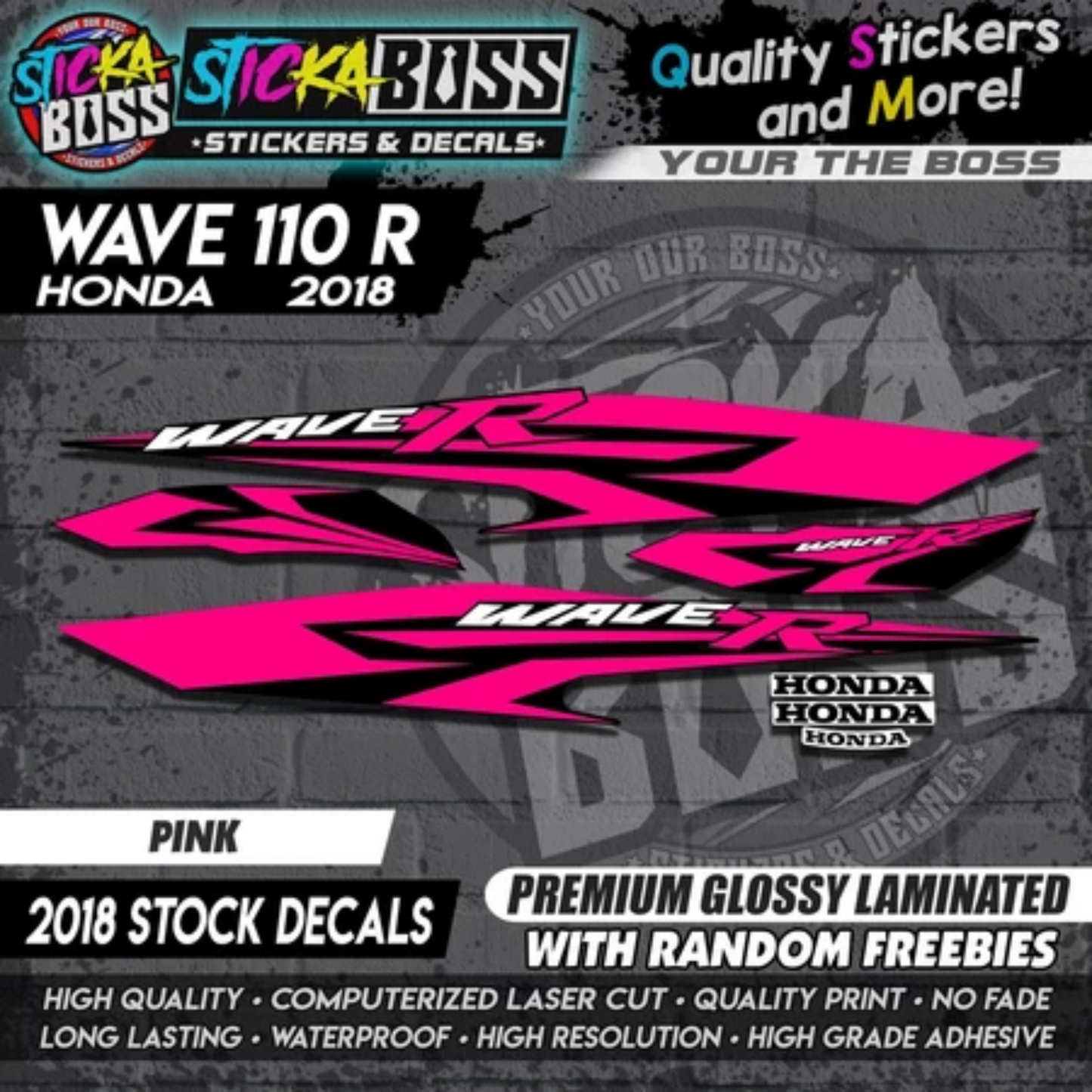 Wave 110 R (2018 Stock Decals)【PREMIUM GLOSSY LAMINATED】