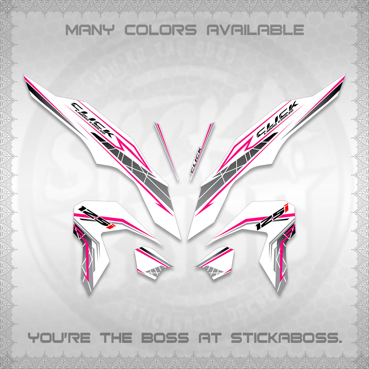 CLICK 125 V3 FOR WHITE DECALS (2023 SIMPLE STRIPE DESIGN) STICKER DECALS By STICKABOSS