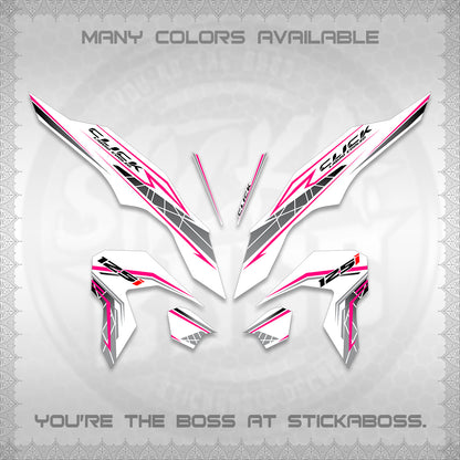 CLICK 125 V3 FOR WHITE DECALS (2023 SIMPLE STRIPE DESIGN) STICKER DECALS By STICKABOSS