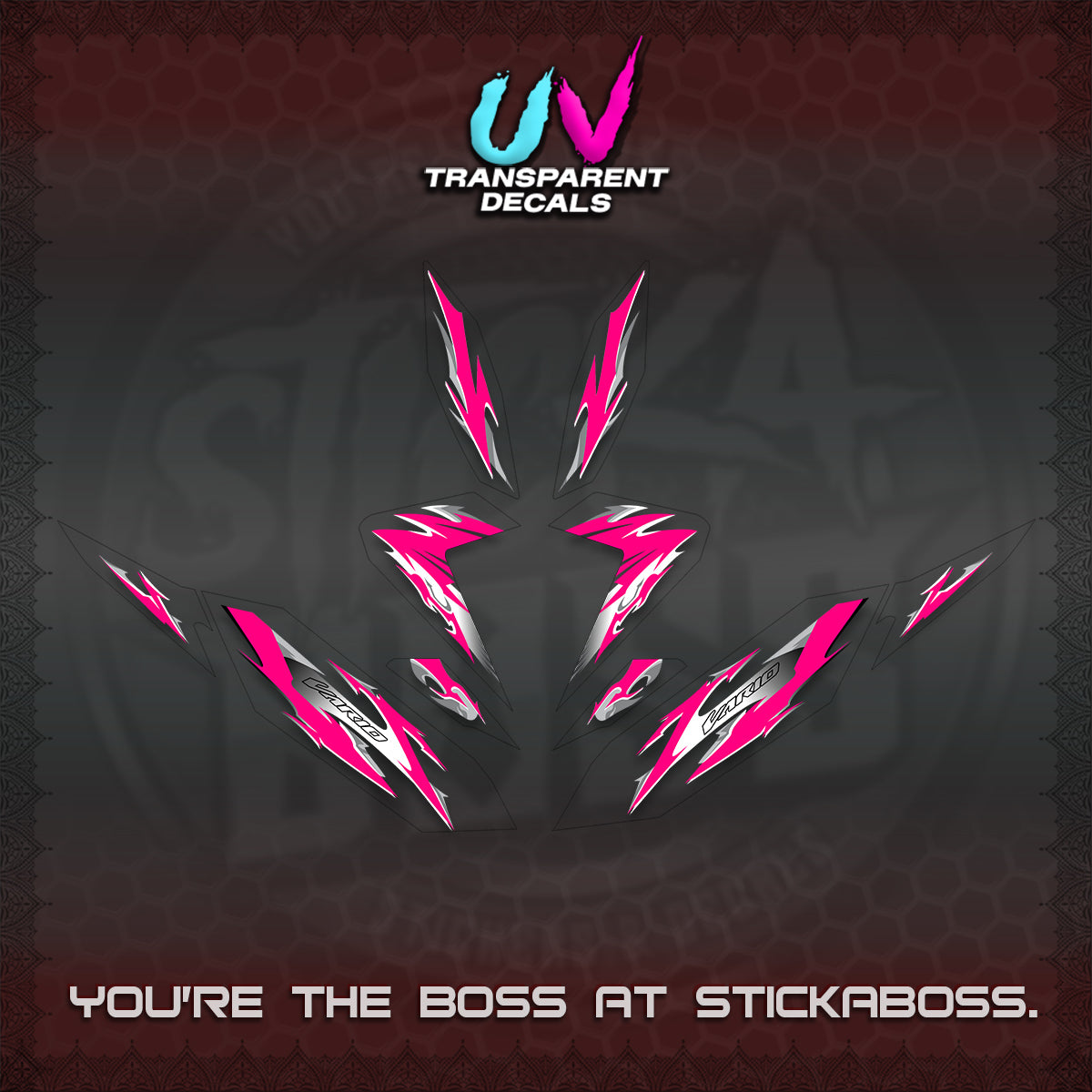 CLICK 125 V4 VARIO UV TRANSPARENT DECALS (2026 MODERN TRIBAL DESIGN) STICKER KITS By STICKABOSS