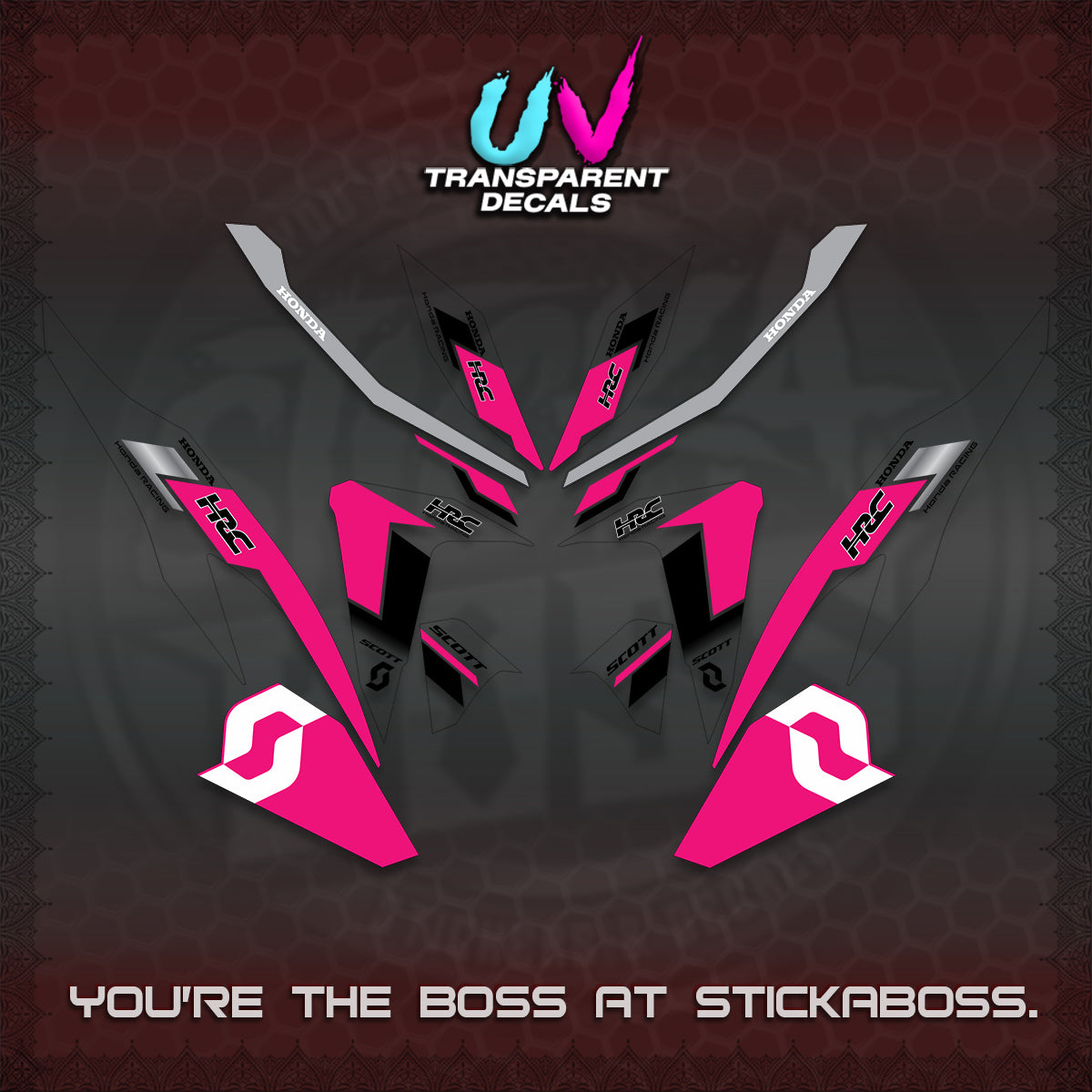 CLICK V2 UV TRANSPARENT DECALS (SCOTTxHRC DESIGN)STICKER KITS By STICKABOSS