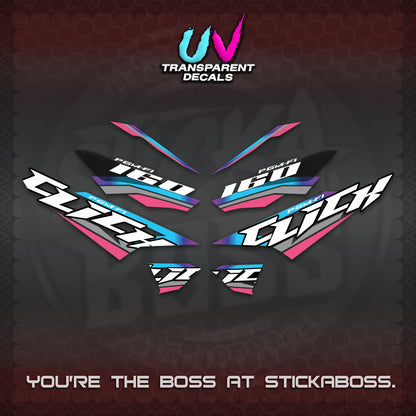 CLICK 160 STRIPING UV TRANSPARENT DECALS (SPORTS RACE STRIPES 01) STICKER KITS BY STICKABOSS