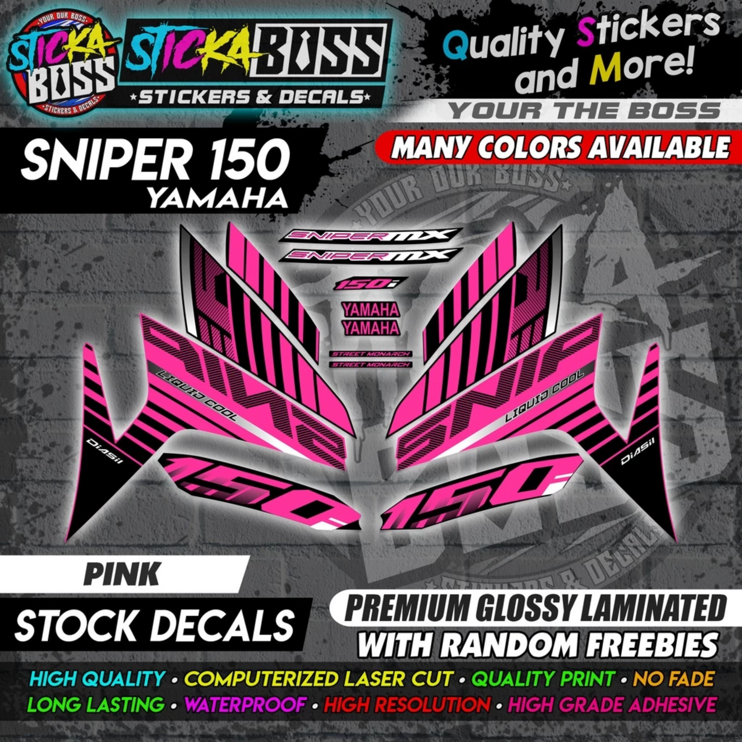 YAMAHA SNIPER 150 Stock Decals [ASSORTED COLORS] Sticker【PREMIUM GLOSSY LAMINATED】