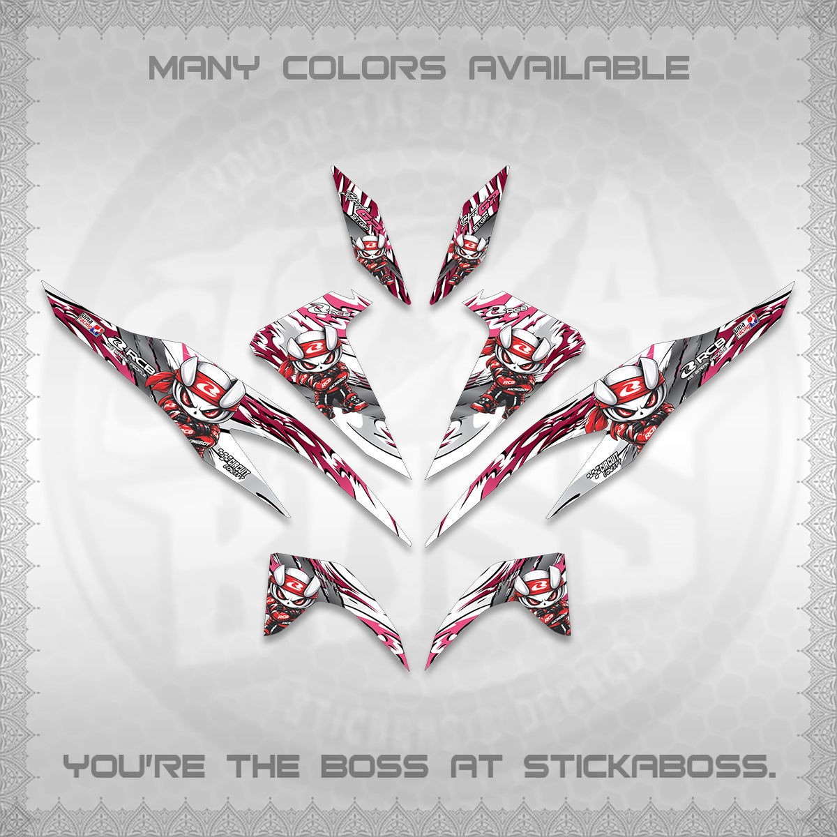 CLICK 125 V2 FOR WHITE DECALS (2026 NEW RCB 2.0 DESIGN) STICKER KITS BY STICKABOSS