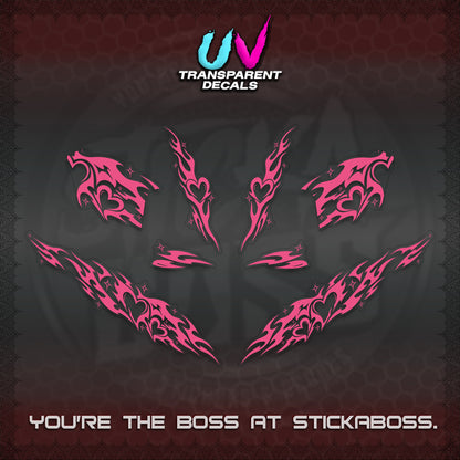 CLICK 125 V2 UV TRANSPARENT DECALS (2026 STRIPING HEART DESIGN) STICKER KITS BY STICKABOSS