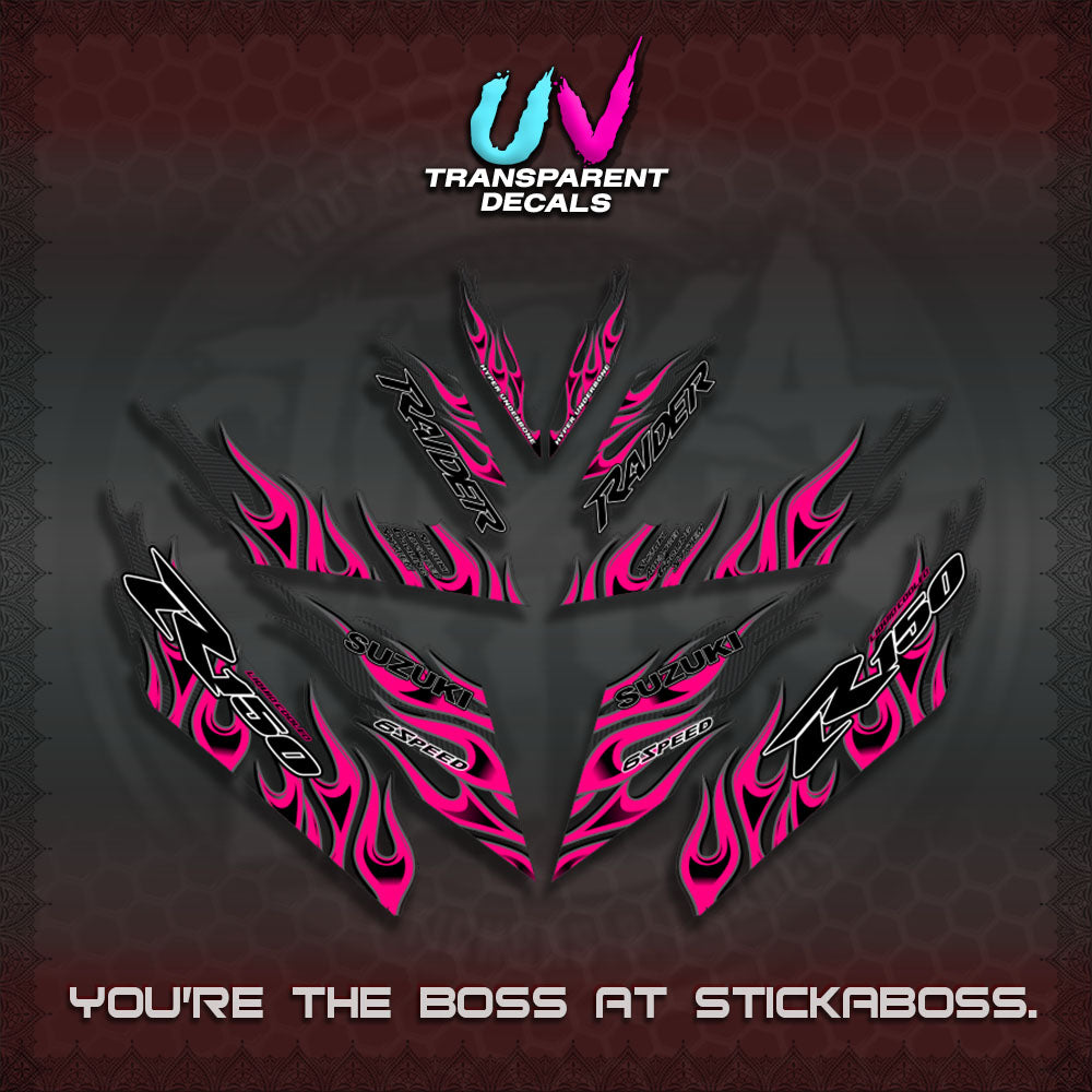【PREMIUM UV PRINT】TRANSPARENT RAIDER 150 Fi DECALS(API TERBARU VIRAL ELEGAN)STICKER By STICKABOSS