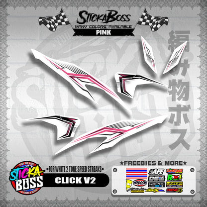 CLICK V2 DECALS ( FOR WHITE 2 TONE SPEED STREAKS ) [ PREMIUM GLOSSY LAMINATED ]【WITH FREEBIES】