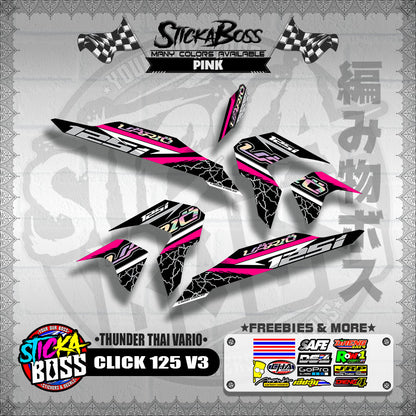 CLICK 125 V3 THAILAND DECALS ( THUNDER THAI VARIO )【WITH FREEBIES】