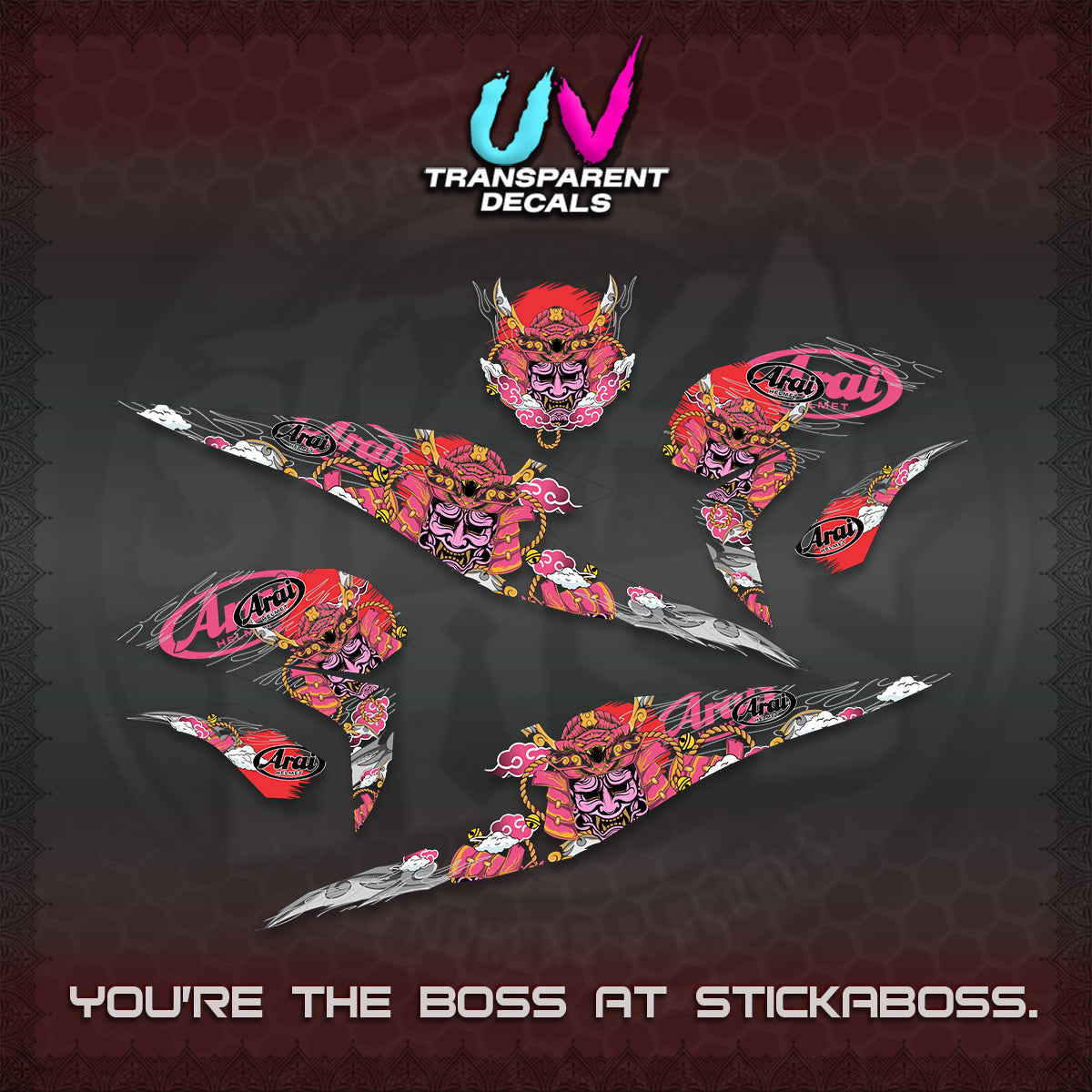 BEAT FI INDO UV TRANSPARENT DECALS (2026 NEW SAMURAI MOTIF) STICKER KITS BY STICKABOSS